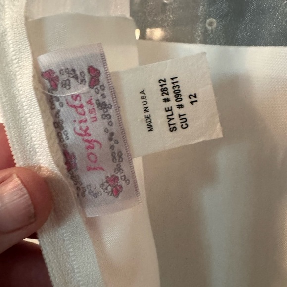 Girls flower girl beaded holiday White Tulle Dress size 12 dry cleaned wedding - Picture 3 of 3